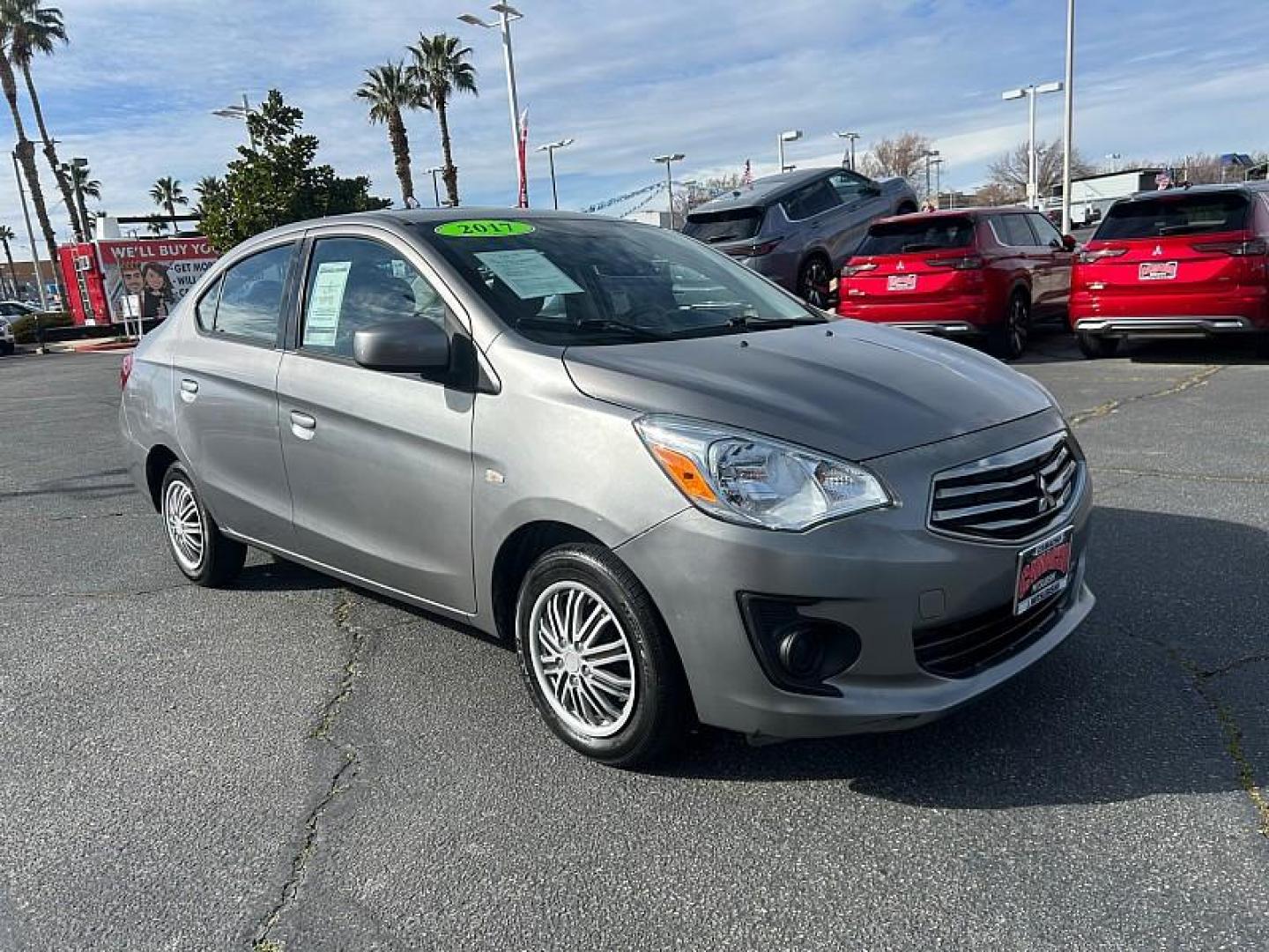 2017 GRAY Mitsubishi Mirage G4 (ML32F3FJ2HH) with an 3-Cyl 1.2 Liter engine, Automatic transmission, located at 412 Auto Vista Drive, Palmdale, CA, 93551, (661) 945-0620, 34.592636, -118.136681 - Photo#0