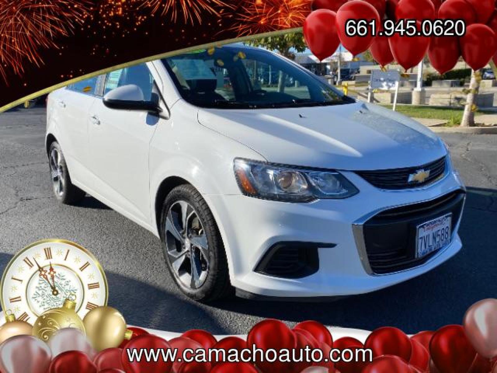 2017 WHITE Chevrolet Sonic (1G1JF5SB5H4) with an 4-Cyl Turbo 1.4 Liter engine, Automatic 6-Spd transmission, located at 412 Auto Vista Drive, Palmdale, 93551, (661) 945-0620, 34.592636, -118.136681 - Photo #0