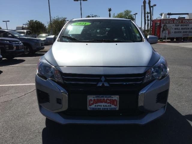 2021 SILVER Mitsubishi Mirage (ML32AUHJ9MH) with an 3-Cyl 1.2 Liter engine, Automatic CVT transmission, located at 412 Auto Vista Drive, Palmdale, 93551, (661) 945-0620, 34.592636, -118.136681 - Photo #0