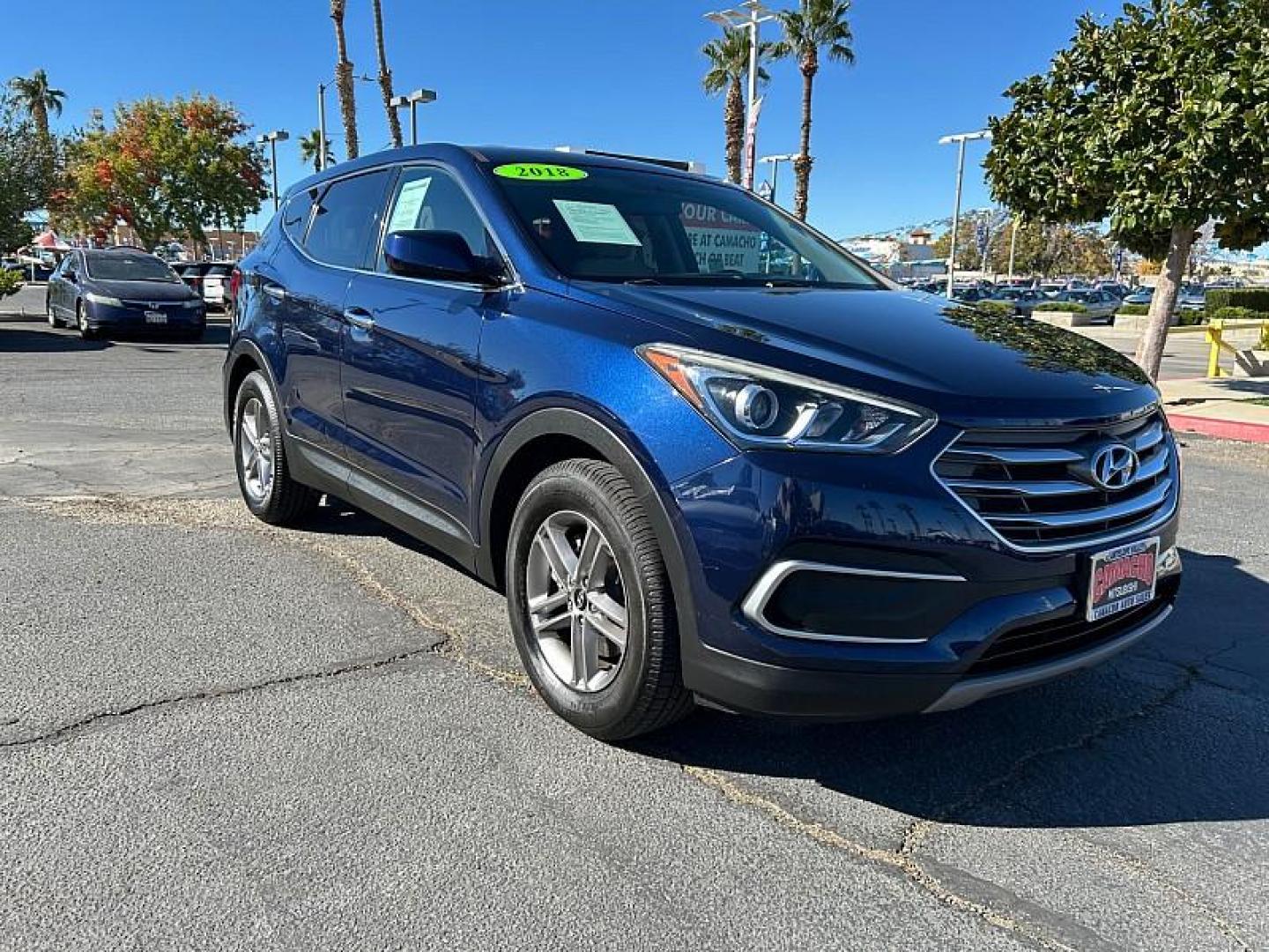 2018 BLUE Hyundai Santa Fe Sport (5XYZTDLB1JG) with an 4-Cyl GDI 2.4 Liter engine, Automatic 6-Spd w/Shiftronic transmission, located at 412 Auto Vista Drive, Palmdale, CA, 93551, (661) 945-0620, 34.592636, -118.136681 - Photo#1