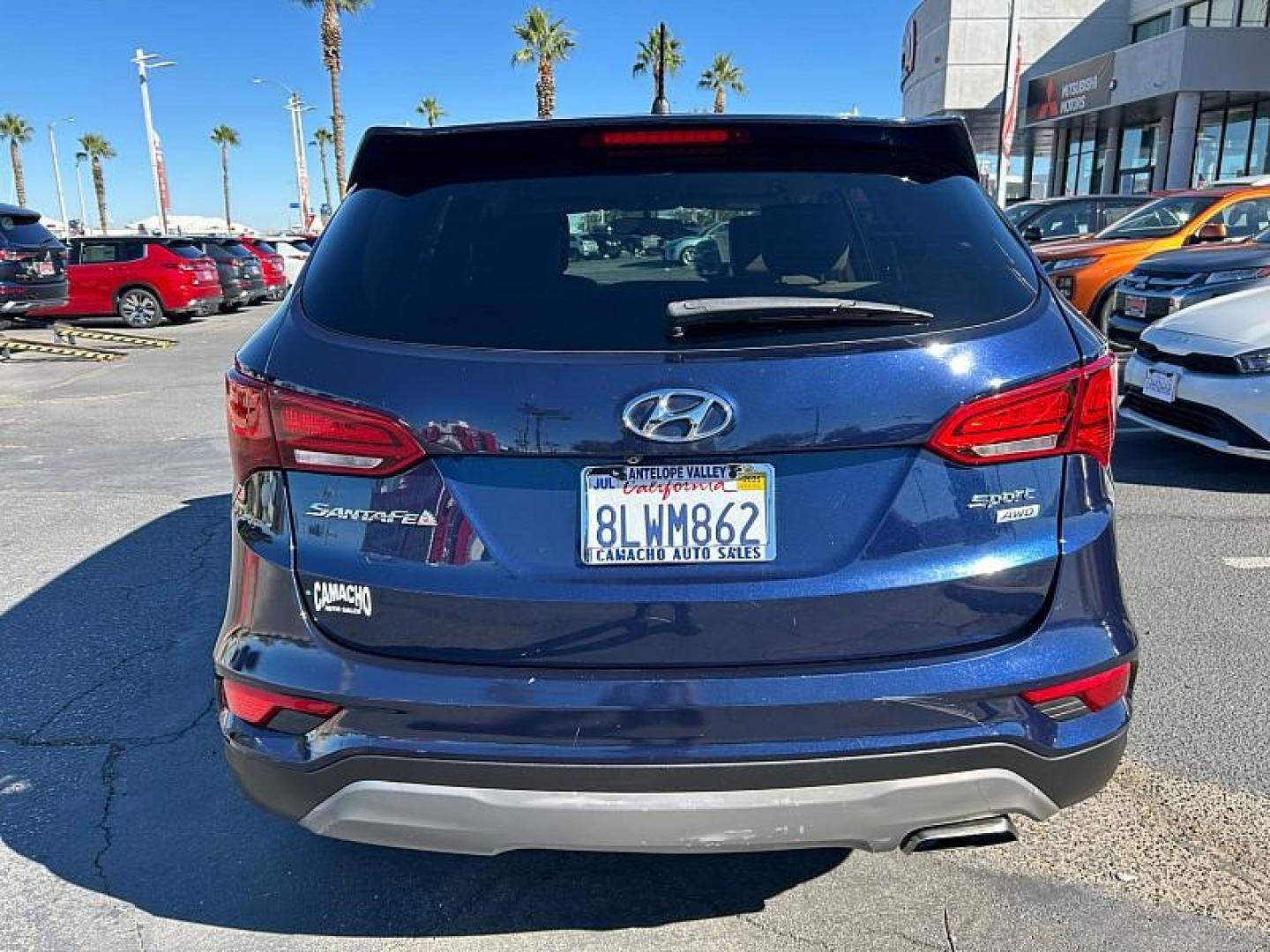 2018 BLUE Hyundai Santa Fe Sport (5XYZTDLB1JG) with an 4-Cyl GDI 2.4 Liter engine, Automatic 6-Spd w/Shiftronic transmission, located at 412 Auto Vista Drive, Palmdale, CA, 93551, (661) 945-0620, 34.592636, -118.136681 - Photo#2
