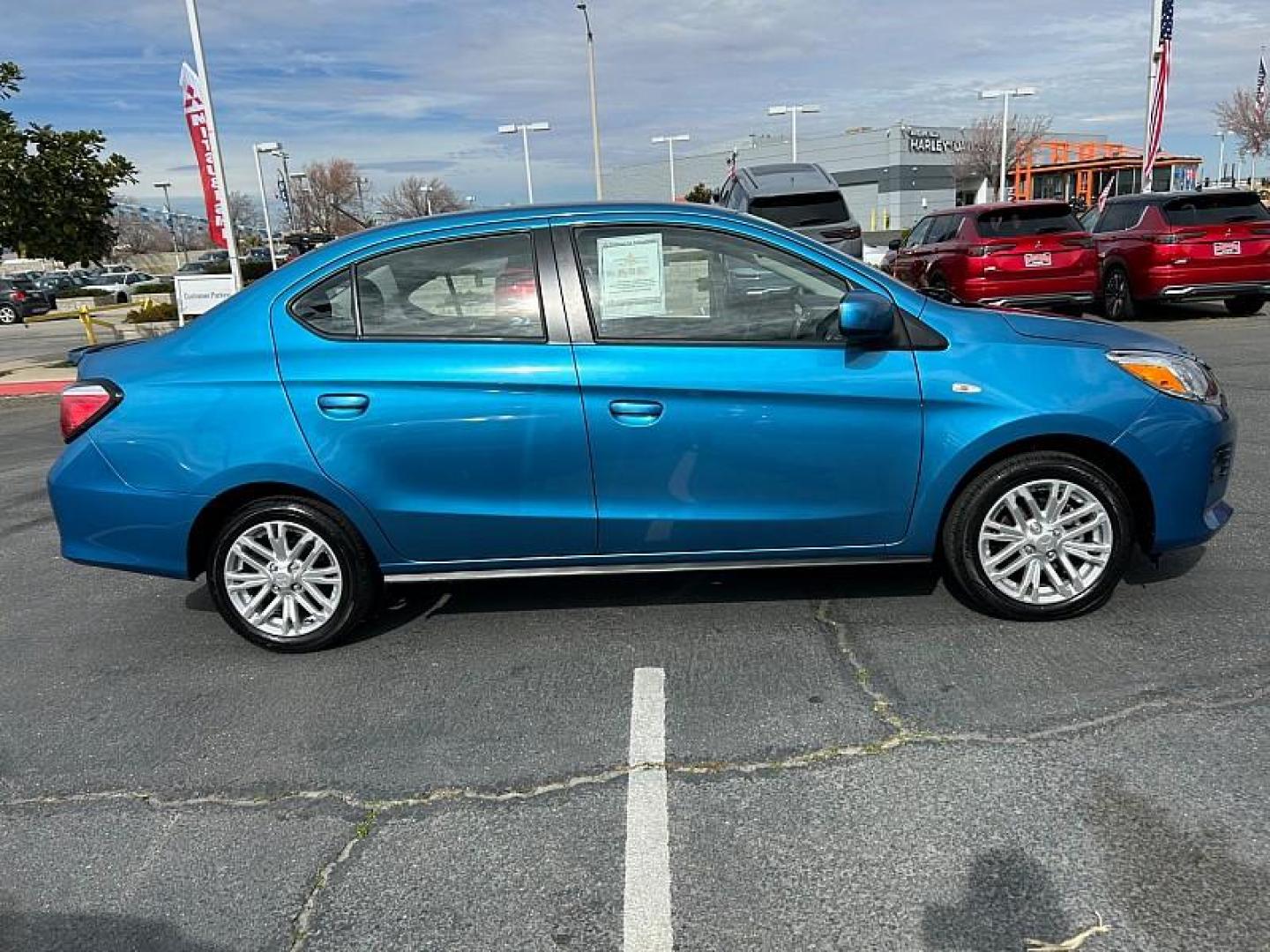 2024 BLUE Mitsubishi Mirage G4 (ML32FUFJ4RH) with an 3-Cyl 1.2 Liter engine, Automatic CVT transmission, located at 412 Auto Vista Drive, Palmdale, CA, 93551, (661) 945-0620, 34.592636, -118.136681 - Photo#3