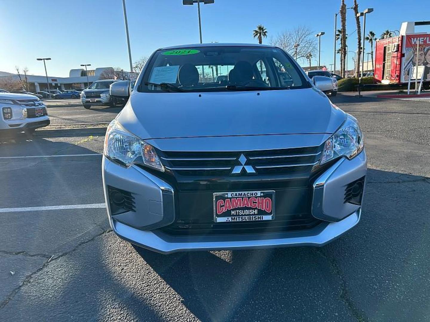 2021 SILVER Mitsubishi Mirage (ML32AUHJ9MH) with an 3-Cyl 1.2 Liter engine, Automatic CVT transmission, located at 412 Auto Vista Drive, Palmdale, CA, 93551, (661) 945-0620, 34.592636, -118.136681 - Photo#2