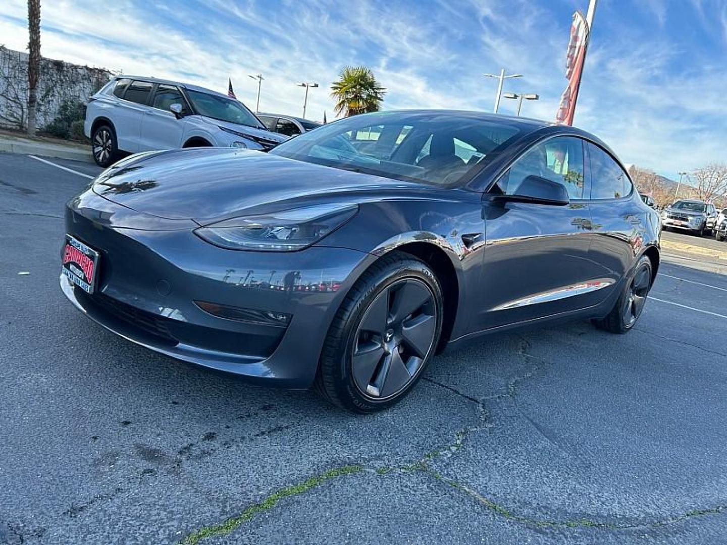 2023 GRAY Tesla Model 3 (5YJ3E1EB0PF) with an Dual AC Electric Motors engine, Single-Speed Fixed Gear transmission, located at 412 Auto Vista Drive, Palmdale, CA, 93551, (661) 945-0620, 34.592636, -118.136681 - Photo#4