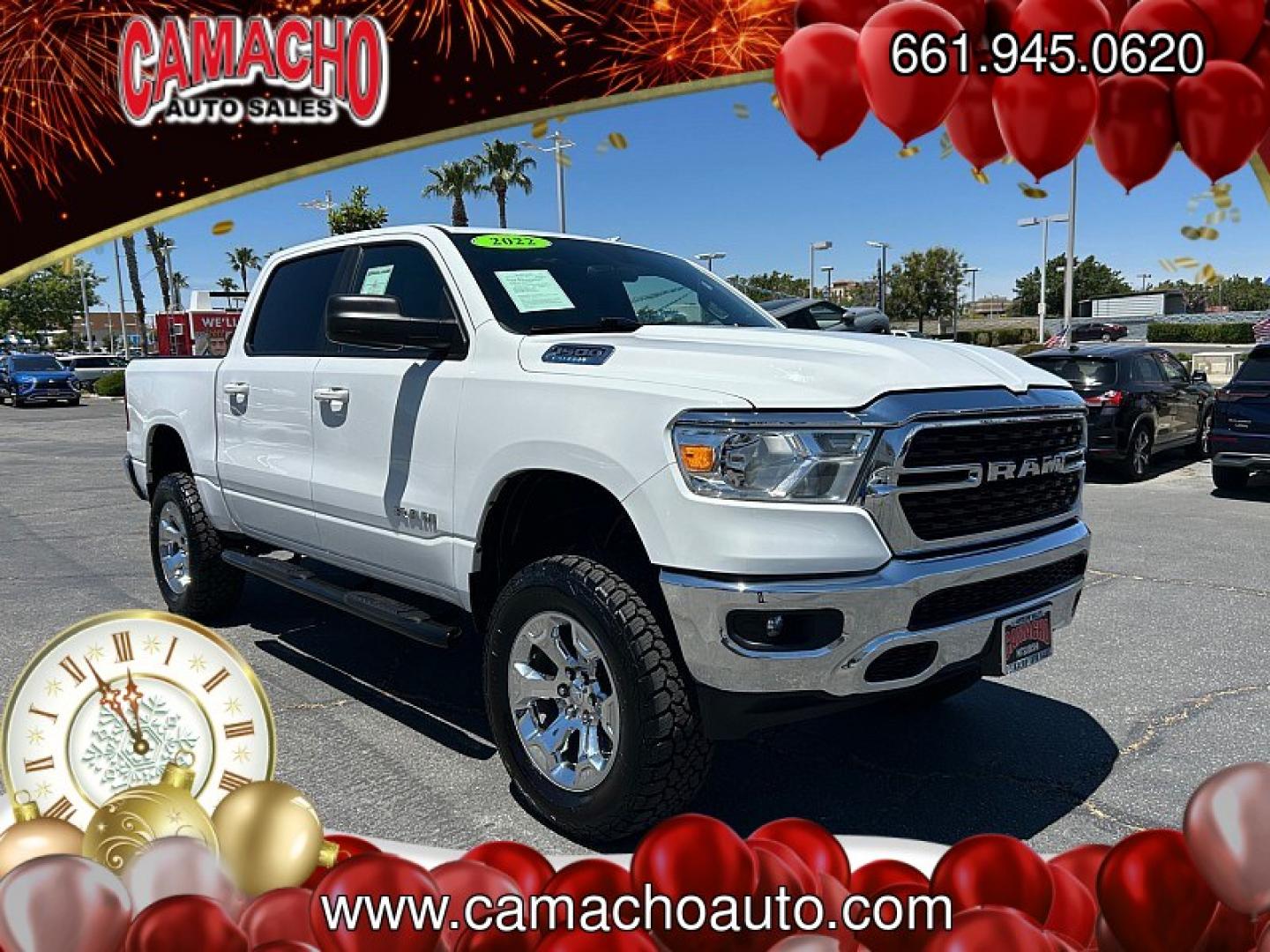 2022 WHITE Ram 1500 2WD (1C6RREFG8NN) with an 6-Cyl 3.6 Liter engine, Automatic 8-Spd transmission, located at 412 Auto Vista Drive, Palmdale, CA, 93551, (661) 945-0620, 34.592636, -118.136681 - Photo#0