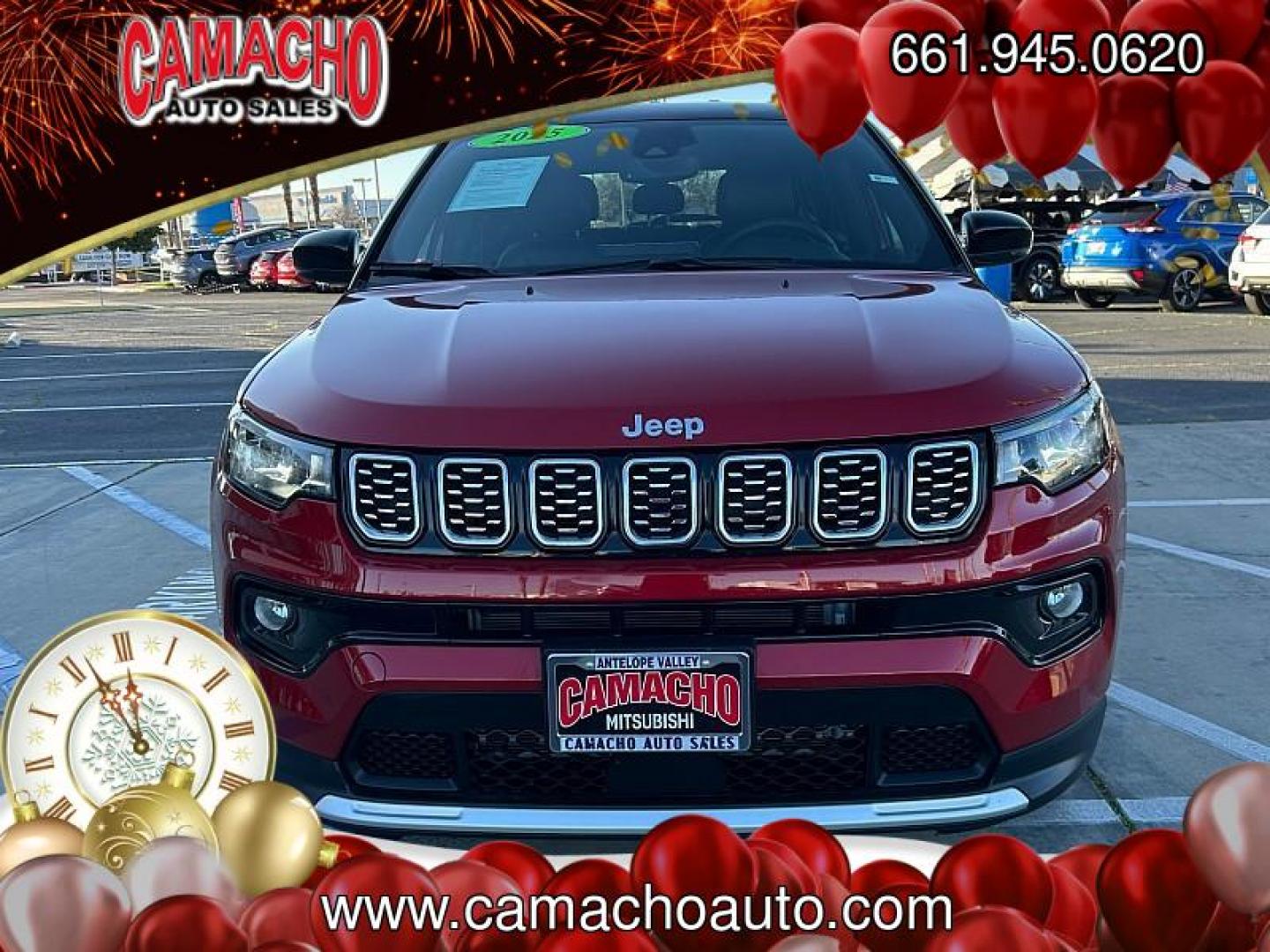 2025 RED Jeep Compass (3C4NJDCN1ST) with an 4-Cyl Turbo 2.0 Liter engine, Automatic 8-Spd transmission, located at 412 Auto Vista Drive, Palmdale, CA, 93551, (661) 945-0620, 34.592636, -118.136681 - Photo#1