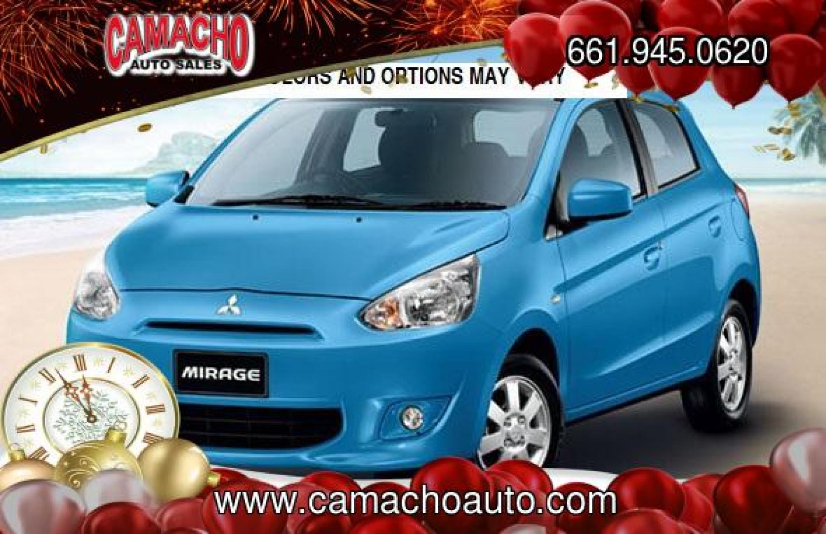 2015 BLUE Mitsubishi Mirage (ML32A3HJ3FH) with an 3-Cyl 1.2 Liter engine, Automatic CVT transmission, located at 412 Auto Vista Drive, Palmdale, CA, 93551, (661) 945-0620, 34.592636, -118.136681 - Photo#0