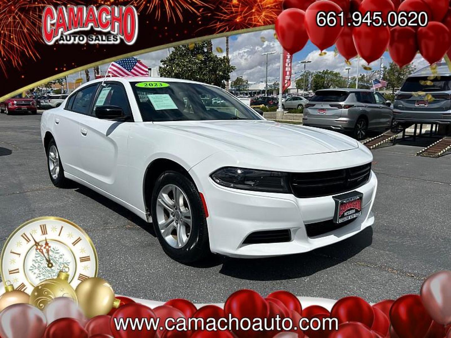 2023 WHITE Dodge Charger (2C3CDXBG1PH) with an V6 3.6 Liter engine, Automatic 8-Spd w/AutoStick transmission, located at 412 Auto Vista Drive, Palmdale, CA, 93551, (661) 945-0620, 34.592636, -118.136681 - Photo#0
