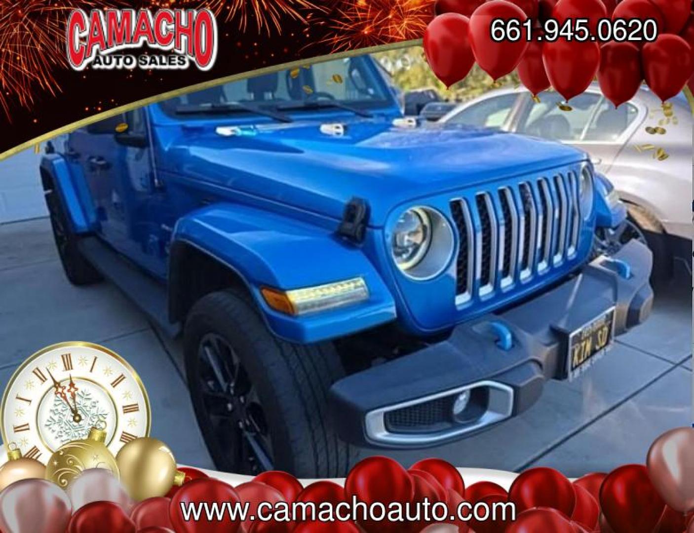 2023 BLUE Jeep Wrangler 4xe (1C4JJXP68PW) with an 4-Cyl Turbo 2.0L Hybrid engine, Automatic 8-Spd transmission, located at 412 Auto Vista Drive, Palmdale, CA, 93551, (661) 945-0620, 34.592636, -118.136681 - Photo#0
