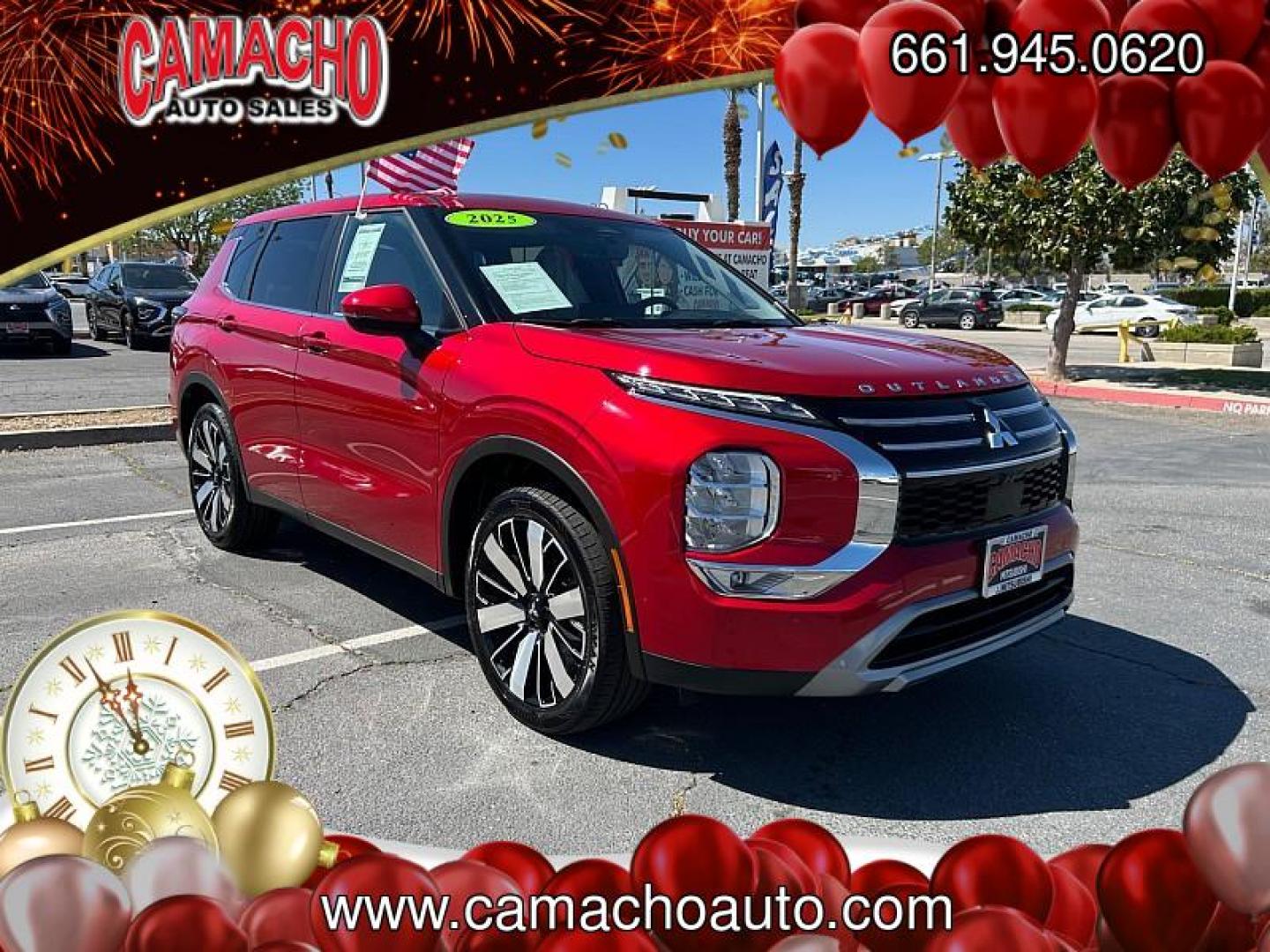 2025 RED Mitsubishi Outlander (JA4J3VA83SZ) with an 4-Cyl 2.5 Liter engine, Automatic CVT transmission, located at 412 Auto Vista Drive, Palmdale, CA, 93551, (661) 945-0620, 34.592636, -118.136681 - Photo#0