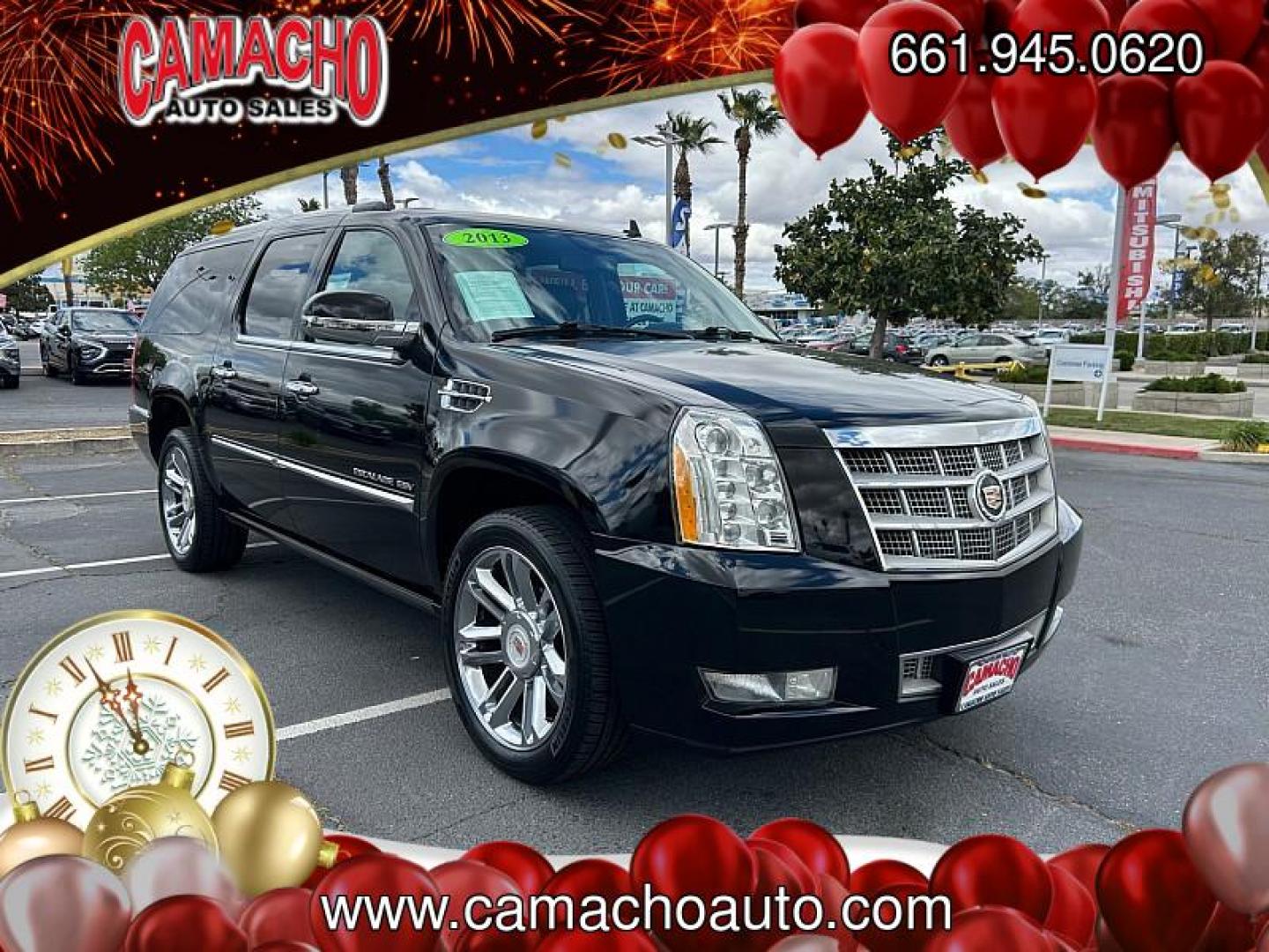2013 BLACK Cadillac Escalade ESV (1GYS3KEF7DR) with an V8 Flex Fuel 6.2 Liter engine, Automatic 6-Spd HD w/Overdrive transmission, located at 412 Auto Vista Drive, Palmdale, CA, 93551, (661) 945-0620, 34.592636, -118.136681 - Adult-friendly third row. Ranked one of the most reliable and safest vehicles on the market. This hard to find vehicle will go fast! Enjoy the comfort of a leather interior. Check out the low miles on this thing! Comes equipped with premium interior and luxurious amenities throughout. This vehicle i - Photo#0