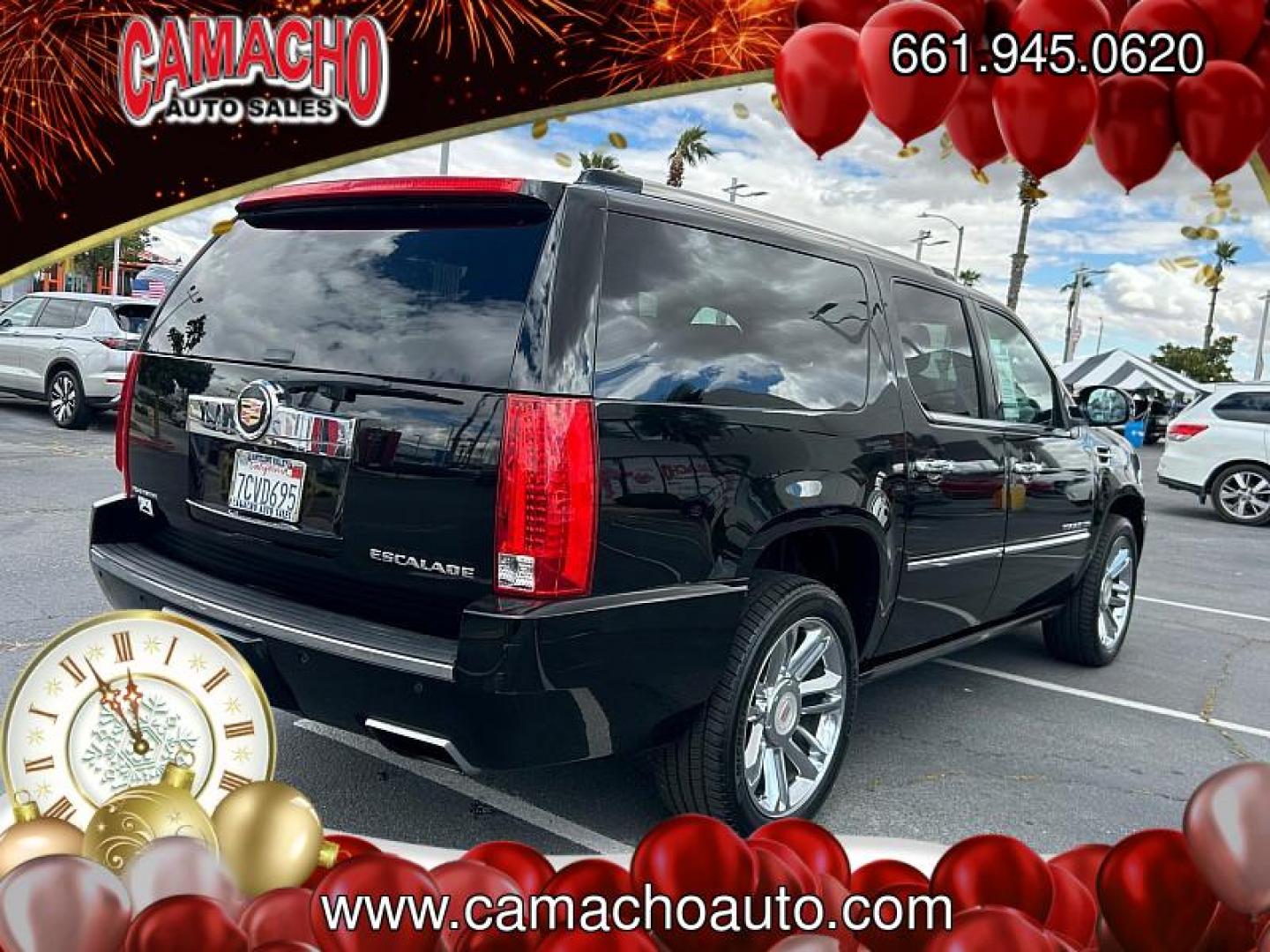 2013 BLACK Cadillac Escalade ESV (1GYS3KEF7DR) with an V8 Flex Fuel 6.2 Liter engine, Automatic 6-Spd HD w/Overdrive transmission, located at 412 Auto Vista Drive, Palmdale, CA, 93551, (661) 945-0620, 34.592636, -118.136681 - Adult-friendly third row. Ranked one of the most reliable and safest vehicles on the market. This hard to find vehicle will go fast! Enjoy the comfort of a leather interior. Check out the low miles on this thing! Comes equipped with premium interior and luxurious amenities throughout. This vehicle i - Photo#2