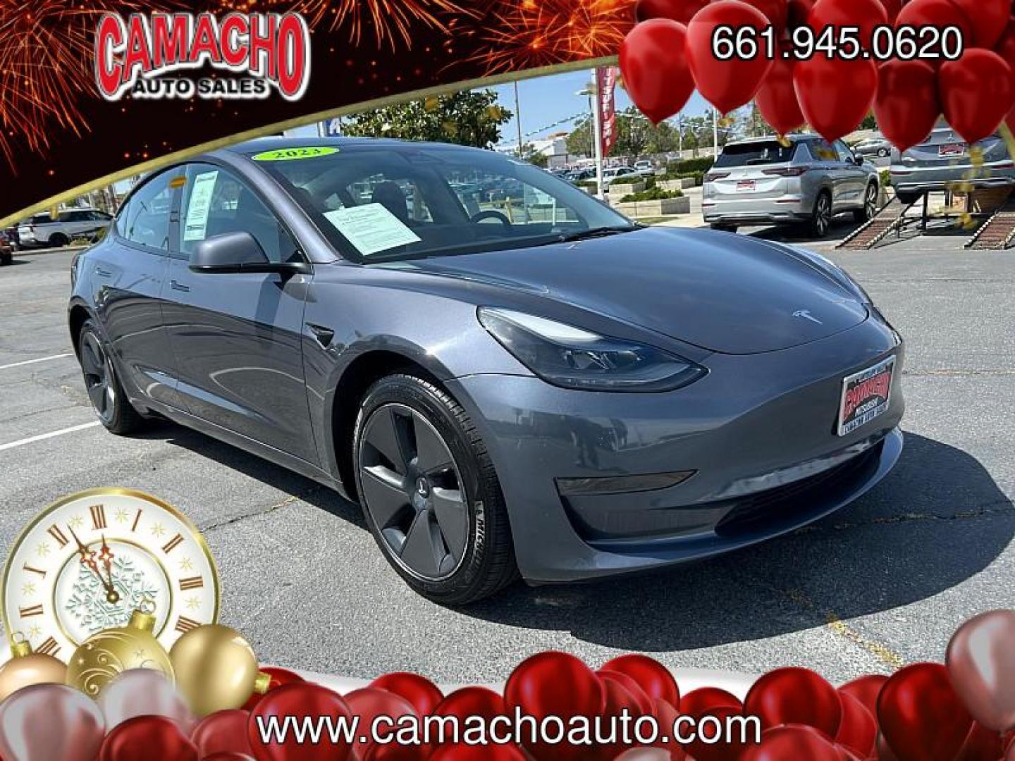 2023 GRAY Tesla Model 3 (5YJ3E1EA2PF) with an AC Electric Motor engine, Single-Speed Fixed Gear transmission, located at 412 Auto Vista Drive, Palmdale, CA, 93551, (661) 945-0620, 34.592636, -118.136681 - Photo#0