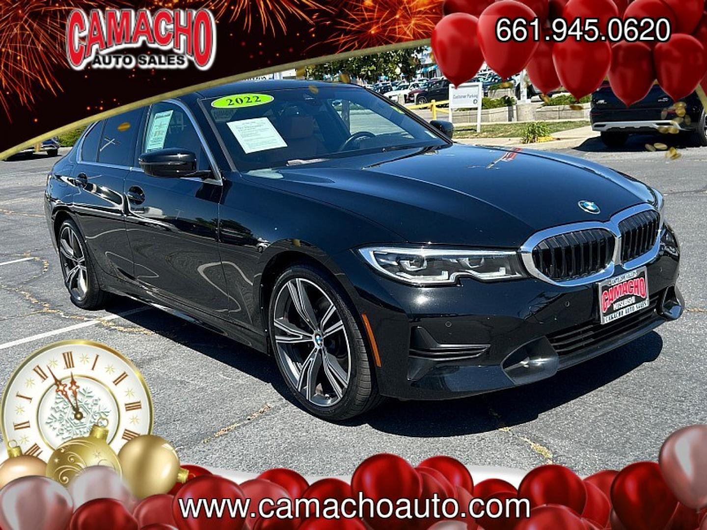 2022 BLACK BMW 3 Series (3MW5R1J06N8) with an 4-Cyl Turbo 2.0 Liter engine, Automatic 8-Spd Sport w/Sport transmission, located at 412 Auto Vista Drive, Palmdale, CA, 93551, (661) 945-0620, 34.592636, -118.136681 - Photo#0
