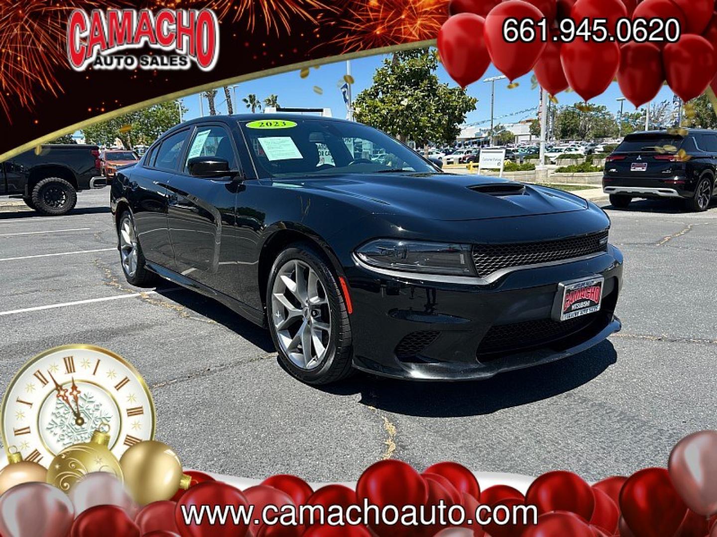 2023 BLACK Dodge Charger (2C3CDXHG9PH) with an V6 3.6 Liter engine, Automatic 8-Spd w/AutoStick transmission, located at 412 Auto Vista Drive, Palmdale, CA, 93551, (661) 945-0620, 34.592636, -118.136681 - Photo#0