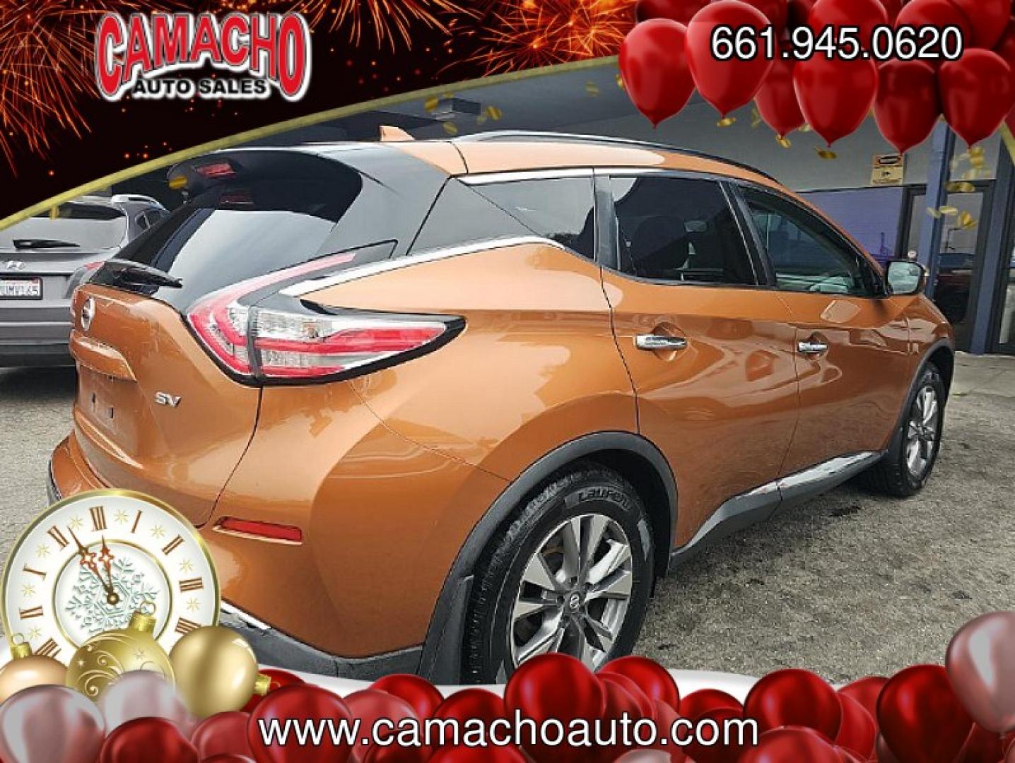 2016 ORANGE Nissan Murano (5N1AZ2MG9GN) with an V6 3.5 Liter engine, Automatic Xtronic CVT transmission, located at 412 Auto Vista Drive, Palmdale, CA, 93551, (661) 945-0620, 34.592636, -118.136681 - Photo#2