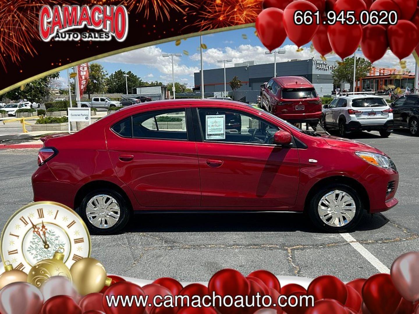 2024 BURGUNDY Mitsubishi Mirage G4 (ML32FUFJ7RH) with an 3-Cyl 1.2 Liter engine, Automatic CVT transmission, located at 412 Auto Vista Drive, Palmdale, CA, 93551, (661) 945-0620, 34.592636, -118.136681- Photo#3