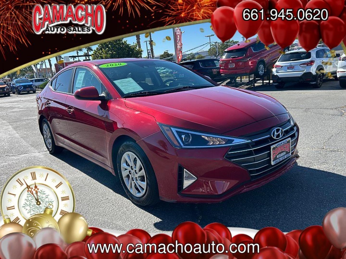 2020 RED Hyundai Elantra (KMHD74LFXLU) with an 4-Cyl 2.0 Liter engine, Automatic IVT transmission, located at 412 Auto Vista Drive, Palmdale, CA, 93551, (661) 945-0620, 34.592636, -118.136681- Photo#0