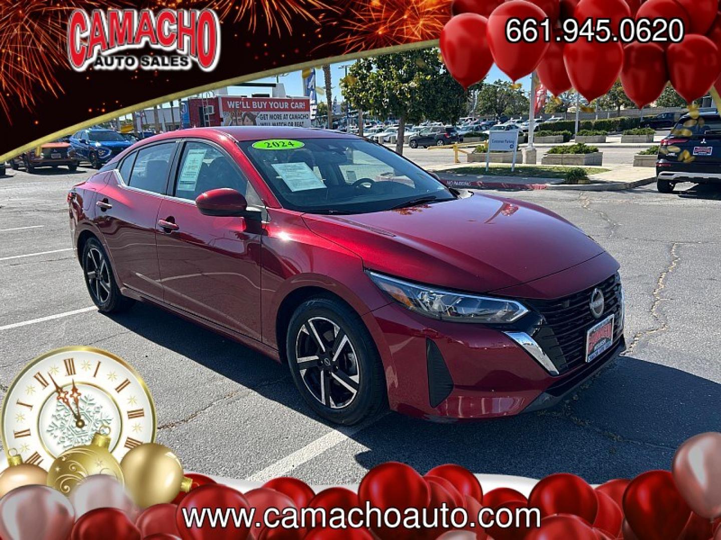 2024 RED Nissan Sentra (3N1AB8CV5RY) with an 4-Cyl 2.0 Liter engine, Automatic CVT w/Xtronic transmission, located at 412 Auto Vista Drive, Palmdale, CA, 93551, (661) 945-0620, 34.592636, -118.136681- Photo#0
