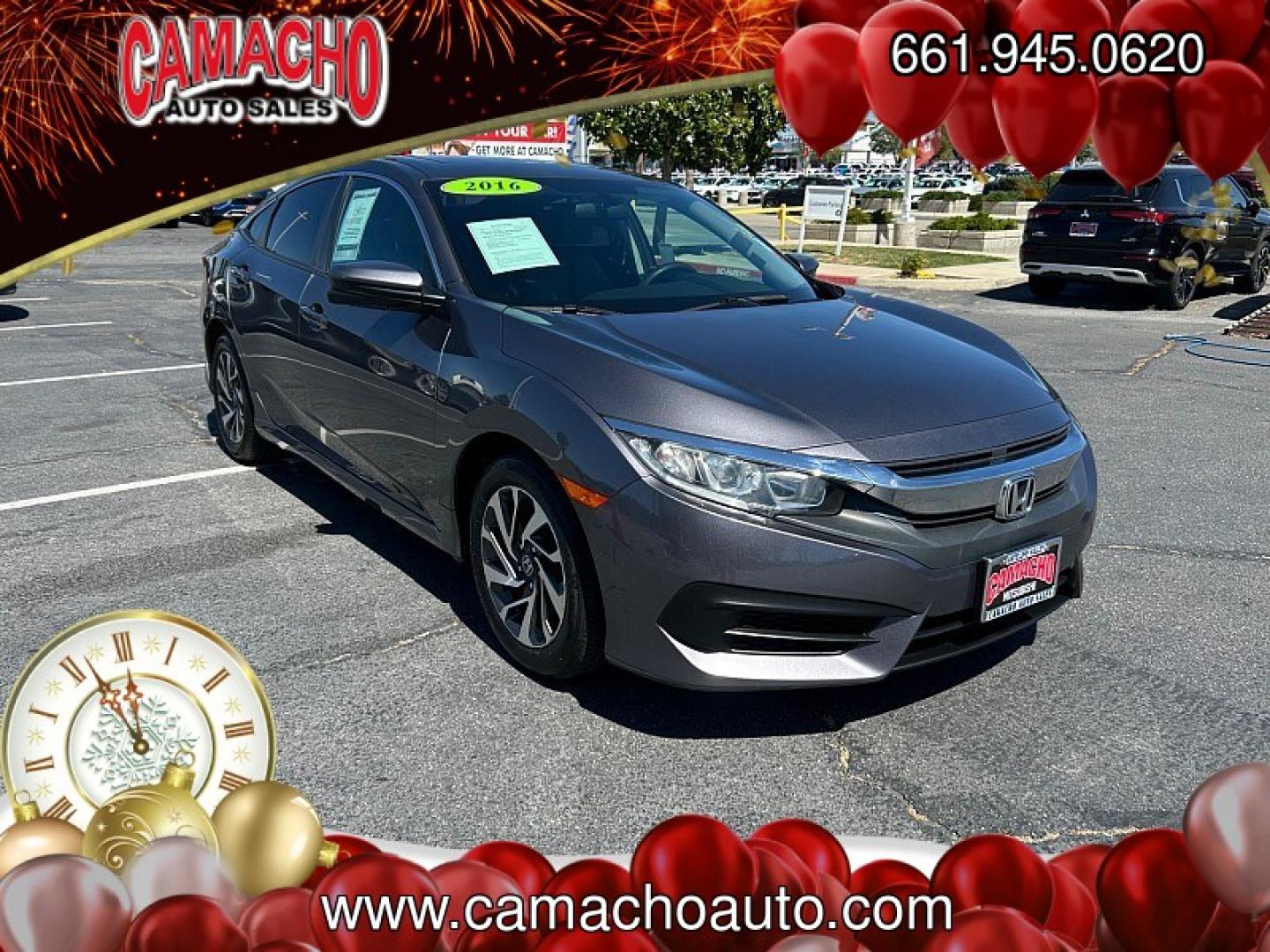 2016 Gray Honda Civic Sedan (19XFC2F79GE) with an 4-Cyl i-VTEC 2.0 Liter engine, Automatic CVT transmission, located at 412 Auto Vista Drive, Palmdale, CA, 93551, (661) 945-0620, 34.592636, -118.136681- Photo#0