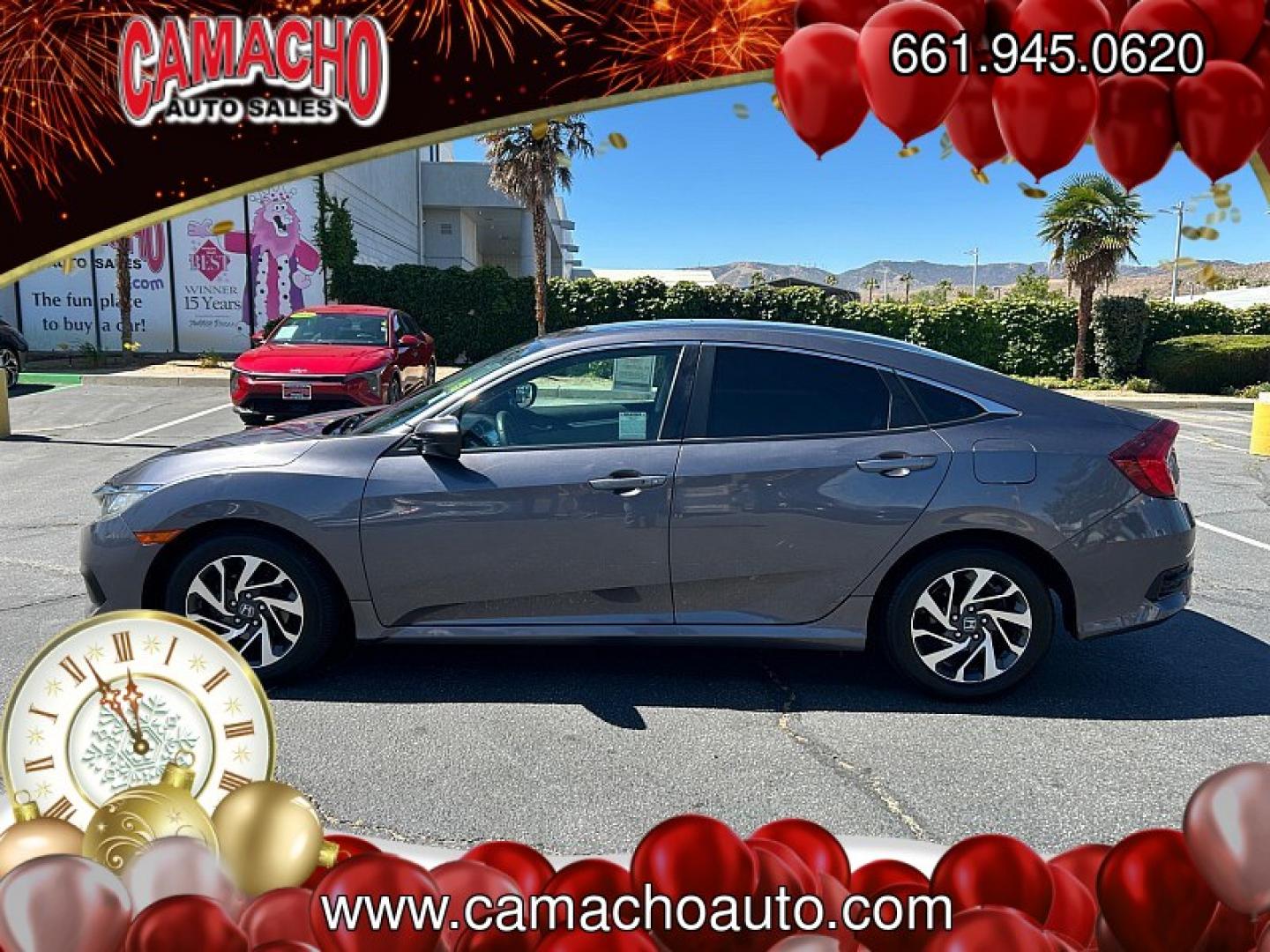 2016 Gray Honda Civic Sedan (19XFC2F79GE) with an 4-Cyl i-VTEC 2.0 Liter engine, Automatic CVT transmission, located at 412 Auto Vista Drive, Palmdale, CA, 93551, (661) 945-0620, 34.592636, -118.136681- Photo#4