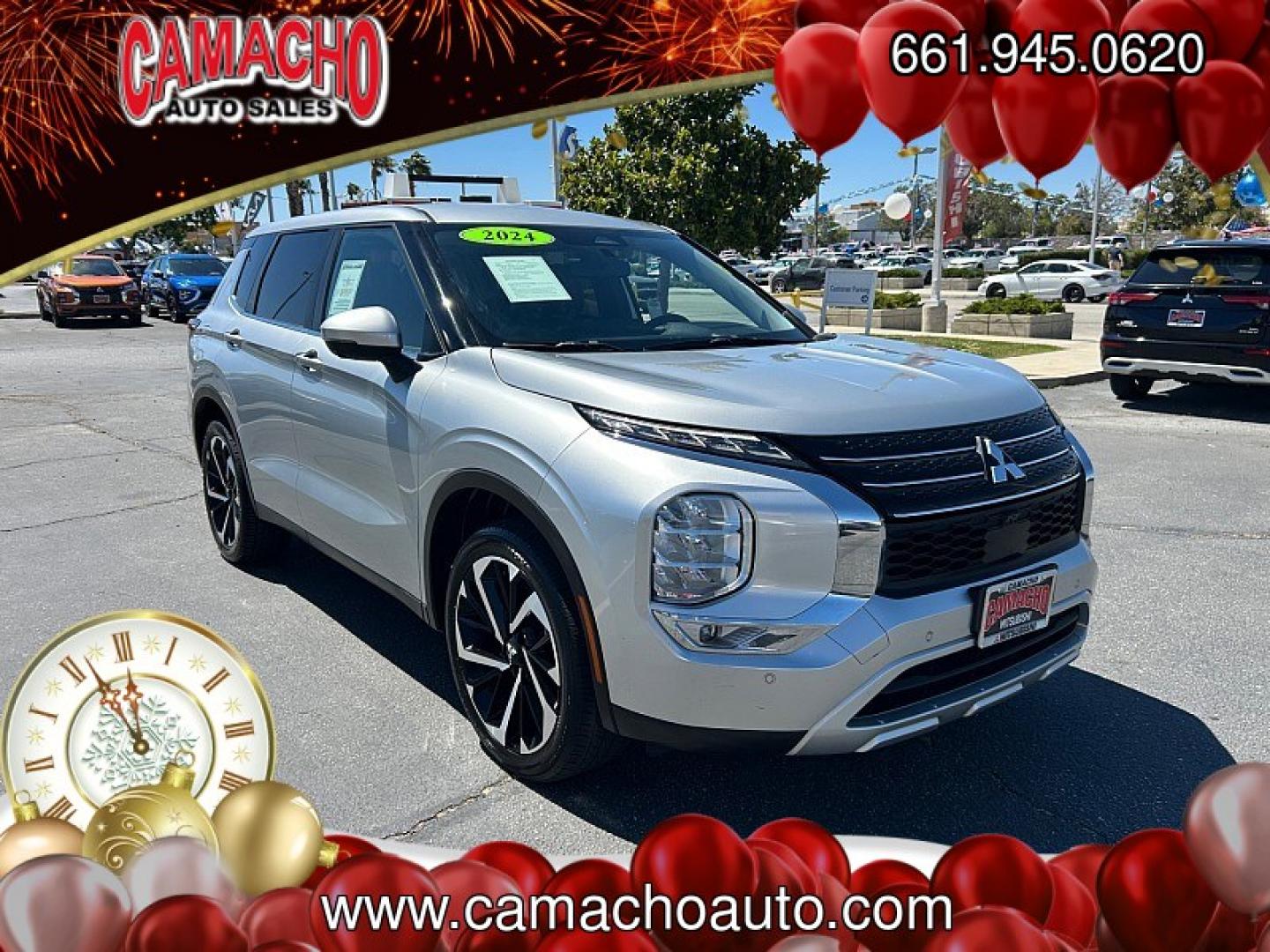 2024 Silver Mitsubishi Outlander (JA4J3VA80RZ) with an 4-Cyl 2.5 Liter engine, Automatic CVT transmission, located at 412 Auto Vista Drive, Palmdale, CA, 93551, (661) 945-0620, 34.592636, -118.136681- Photo#0