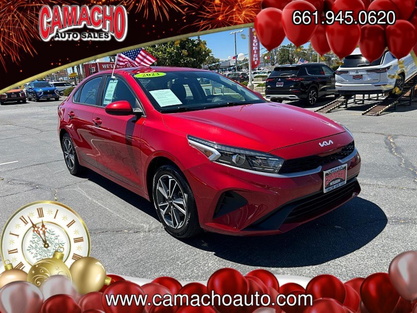 2023 Red Kia Forte (3KPF24AD6PE) with an 4-Cyl 2.0 Liter engine, Automatic IVT transmission, located at 412 Auto Vista Drive, Palmdale, CA, 93551, (661) 945-0620, 34.592636, -118.136681- Photo#0
