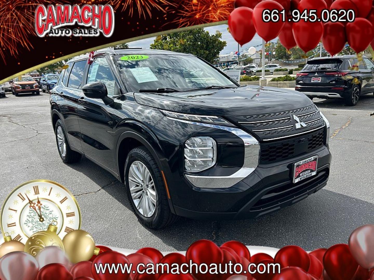2023 Black Mitsubishi Outlander (JA4J3TA84PZ) with an 4-Cyl 2.5 Liter engine, Automatic CVT transmission, located at 412 Auto Vista Drive, Palmdale, CA, 93551, (661) 945-0620, 34.592636, -118.136681- Photo#0