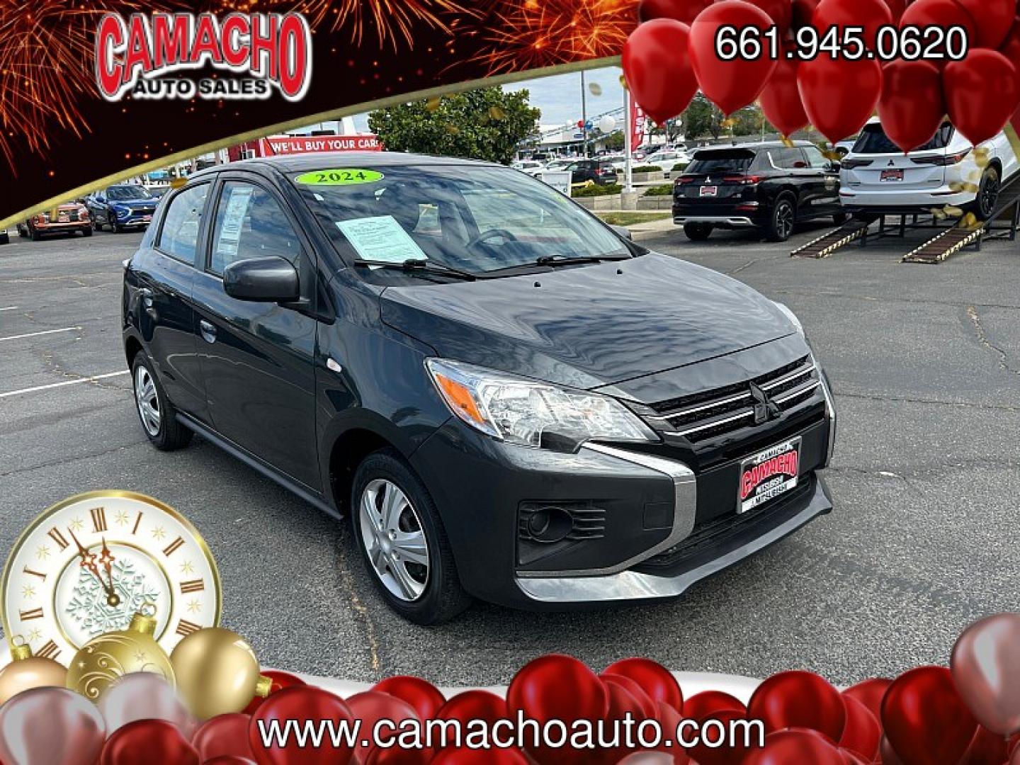2024 Gray Mitsubishi Mirage (ML32AUHJ7RH) with an 3-Cyl 1.2 Liter engine, Automatic CVT transmission, located at 412 Auto Vista Drive, Palmdale, CA, 93551, (661) 945-0620, 34.592636, -118.136681- Photo#0