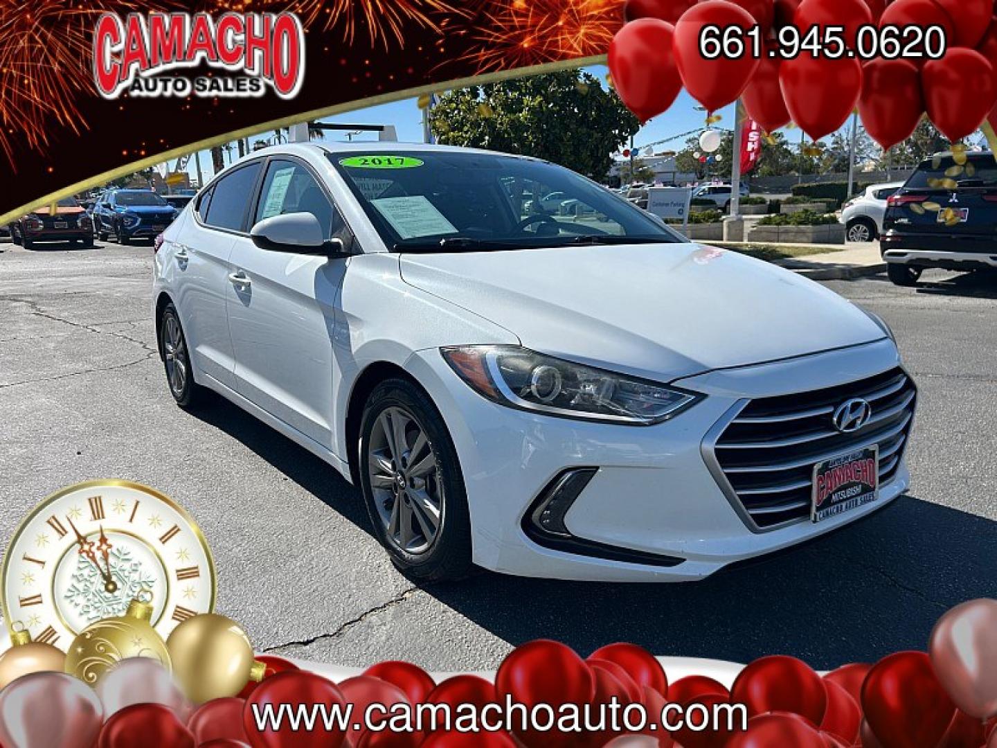 2017 White Hyundai Elantra (5NPD84LF8HH) with an 4-Cyl 2.0 Liter engine, Auto 6-Spd Shiftronic transmission, located at 412 Auto Vista Drive, Palmdale, CA, 93551, (661) 945-0620, 34.592636, -118.136681- Photo#0