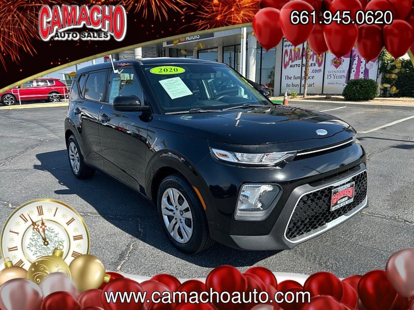 2020 Black Kia Soul (KNDJ23AU6L7) with an 4-Cyl 2.0 Liter engine, Automatic i-VT transmission, located at 412 Auto Vista Drive, Palmdale, CA, 93551, (661) 945-0620, 34.592636, -118.136681- Photo#0