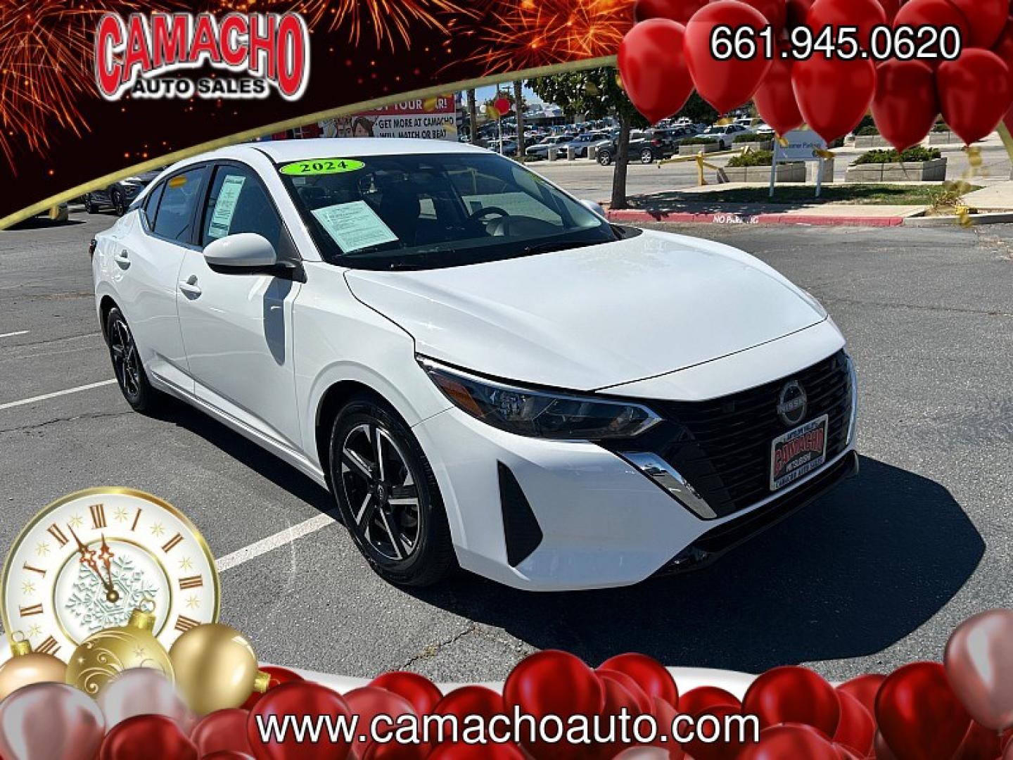 2024 White Nissan Sentra (3N1AB8CV3RY) with an 4-Cyl 2.0 Liter engine, Automatic CVT w/Xtronic transmission, located at 412 Auto Vista Drive, Palmdale, CA, 93551, (661) 945-0620, 34.592636, -118.136681- Photo#0