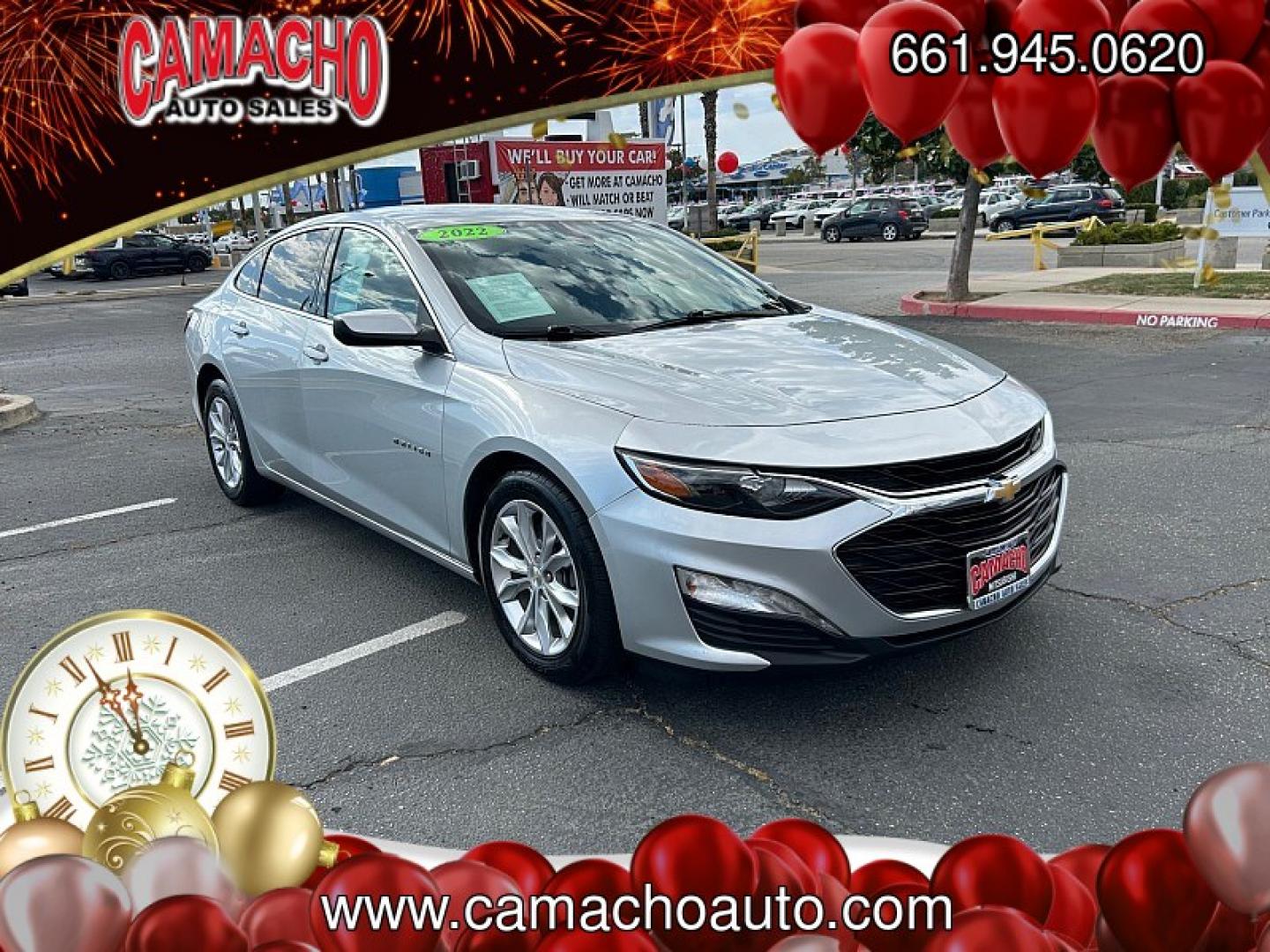 2022 silver Chevrolet Malibu (1G1ZD5ST9NF) with an 4-Cyl Turbo 1.5 Liter engine, Automatic CVT transmission, located at 412 Auto Vista Drive, Palmdale, CA, 93551, (661) 945-0620, 34.592636, -118.136681- Photo#0