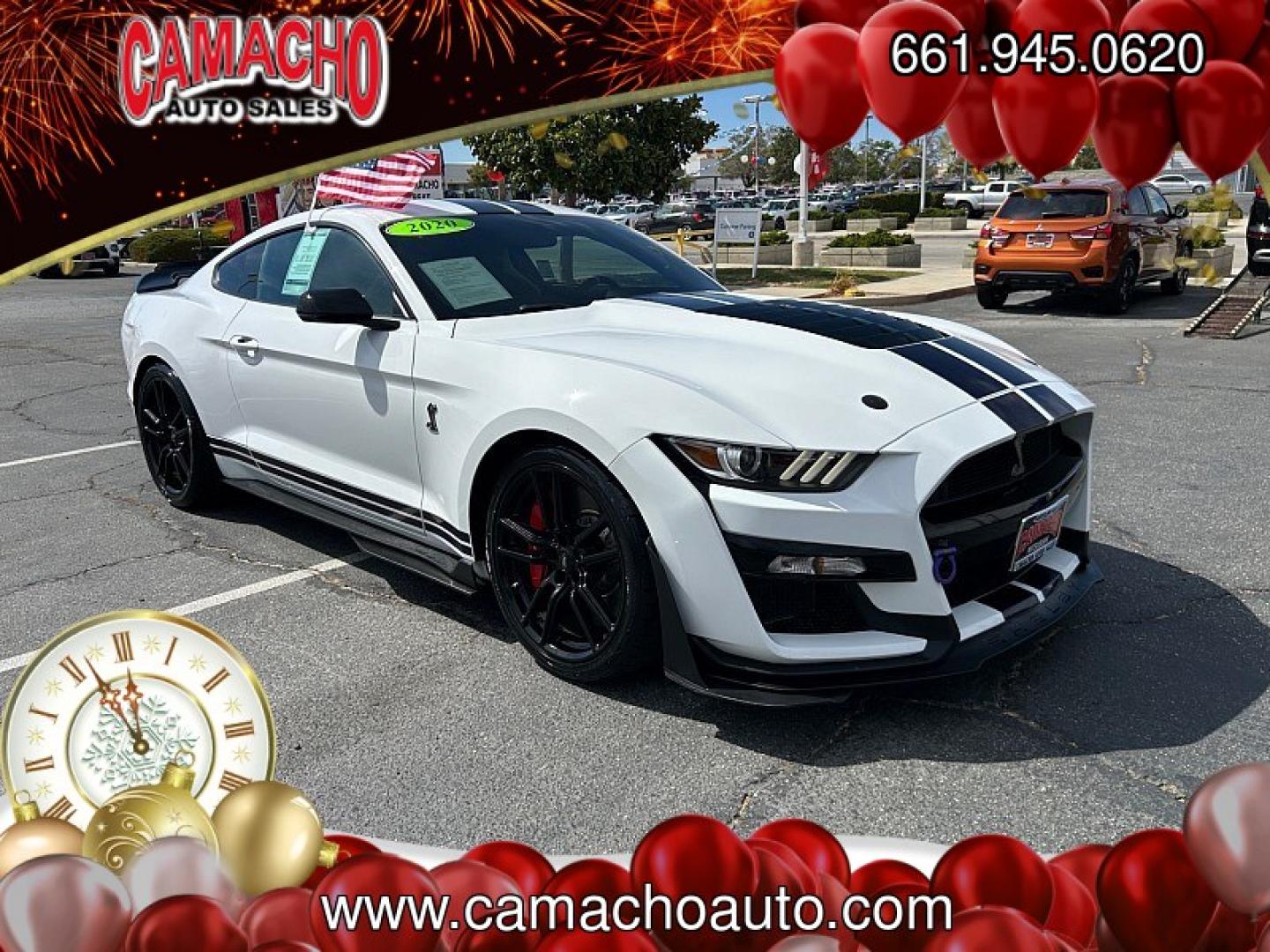 2020 White Ford Shelby GT500 (1FA6P8SJ2L5) with an V8 Supercharged 5.2 Liter engine, Automatic 7-Spd Dual Clutch TREMEC transmission, located at 412 Auto Vista Drive, Palmdale, CA, 93551, (661) 945-0620, 34.592636, -118.136681- Photo#0