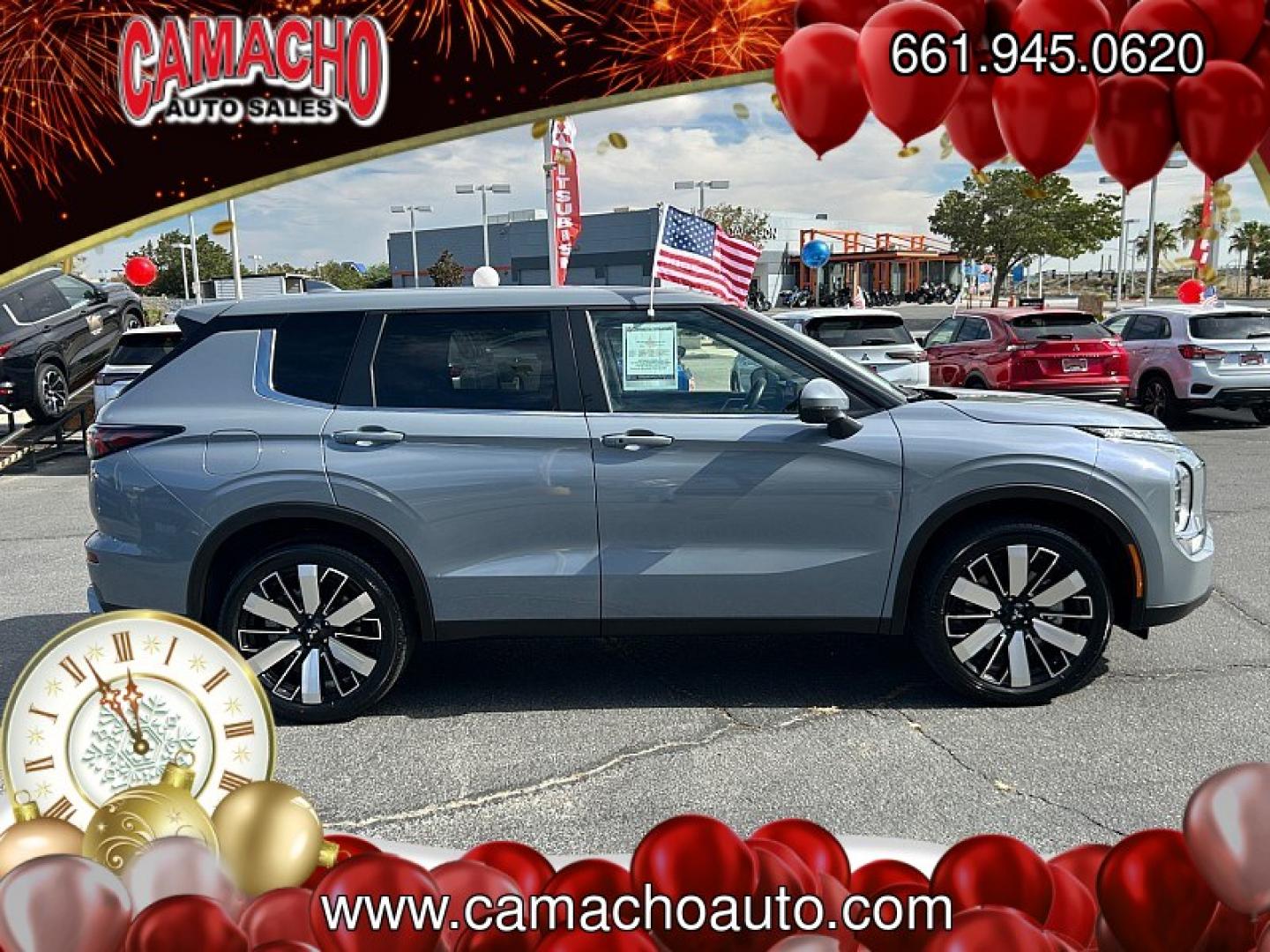 2026 Gray Mitsubishi Outlander (JA4J3VAB4TZ) with an 4-Cyl Turbo Hybrid 1.5 Liter engine, Automatic CVT transmission, located at 412 Auto Vista Drive, Palmdale, CA, 93551, (661) 945-0620, 34.592636, -118.136681- Photo#3