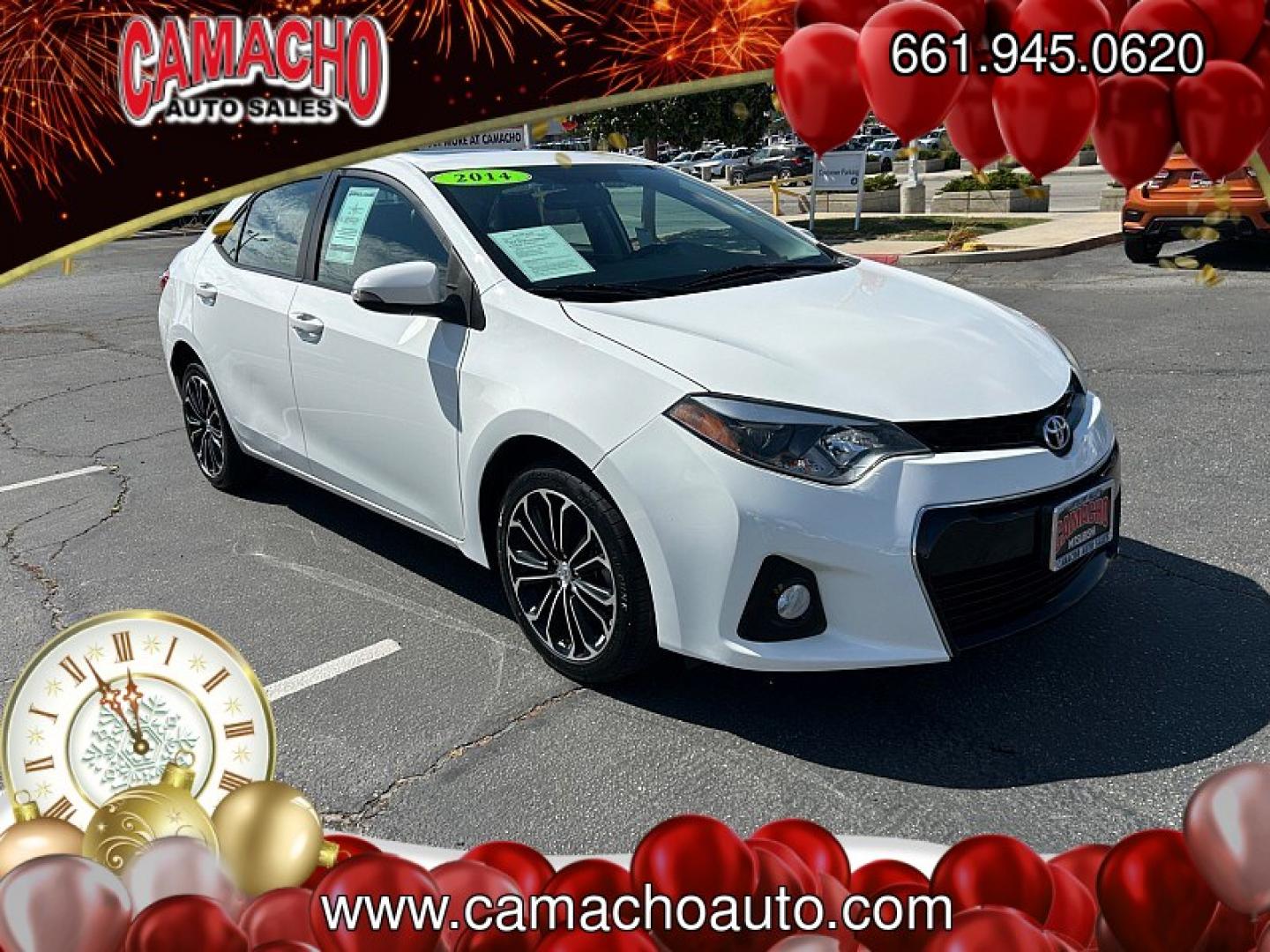 2014 White Toyota Corolla (5YFBURHE5EP) with an 4-Cyl 1.8 Liter engine, Auto CVTi-S w/Man Mode transmission, located at 412 Auto Vista Drive, Palmdale, CA, 93551, (661) 945-0620, 34.592636, -118.136681- Photo#0