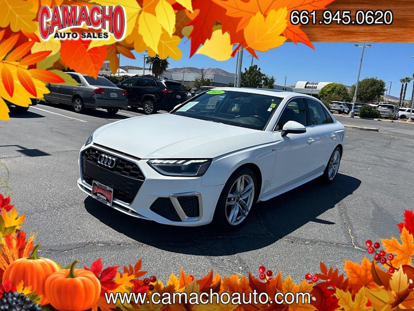2023 White Audi A4 Sedan (WAUEAAF41PN) with an 4-Cyl Turbo 2.0L Hybrid engine, Automatic 7-Spd S tronic Dual-Clutch transmission, located at 412 Auto Vista Drive, Palmdale, CA, 93551, (661) 945-0620, 34.592636, -118.136681- Photo#1