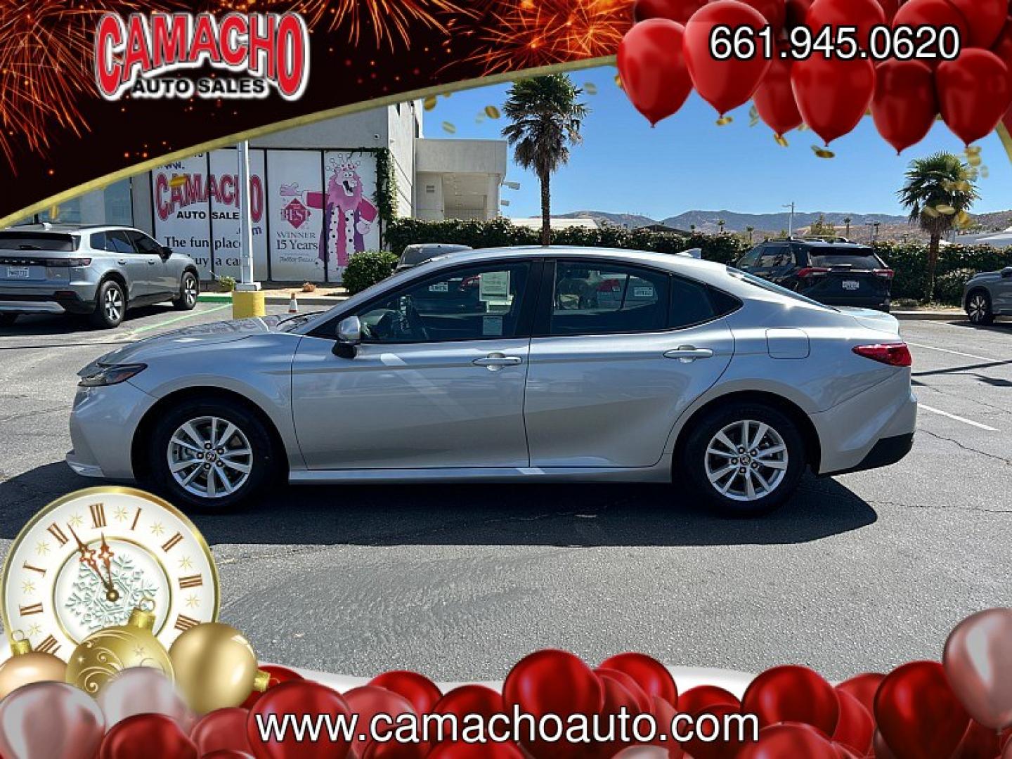 2025 Silver Toyota Camry (4T1DAACK1SU) with an 4-Cyl Hybrid 2.5 Liter engine, Automatic CVT transmission, located at 412 Auto Vista Drive, Palmdale, CA, 93551, (661) 945-0620, 34.592636, -118.136681- Photo#3