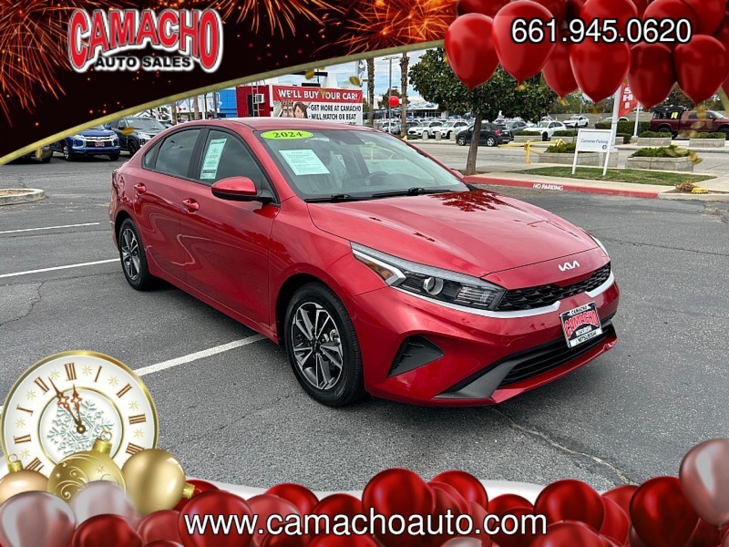 2024 RED Kia Forte (3KPF24AD5RE) with an 4-Cyl 2.0 Liter engine, Automatic IVT transmission, located at 412 Auto Vista Drive, Palmdale, CA, 93551, (661) 945-0620, 34.592636, -118.136681- Photo#0
