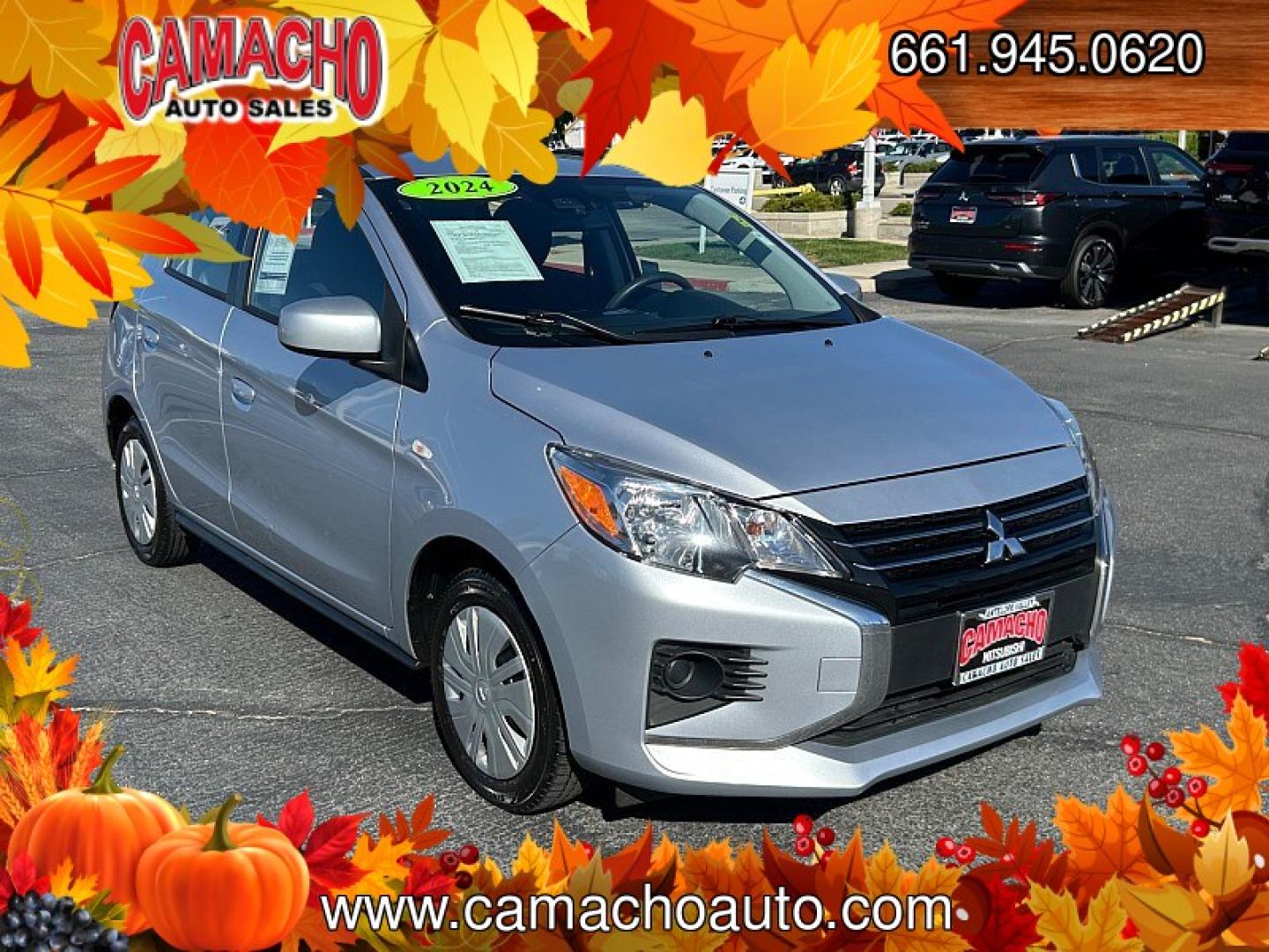2024 Silver Mitsubishi Mirage (ML32AUHJ0RH) with an 3-Cyl 1.2 Liter engine, Automatic CVT transmission, located at 412 Auto Vista Drive, Palmdale, CA, 93551, (661) 945-0620, 34.592636, -118.136681- Photo#0