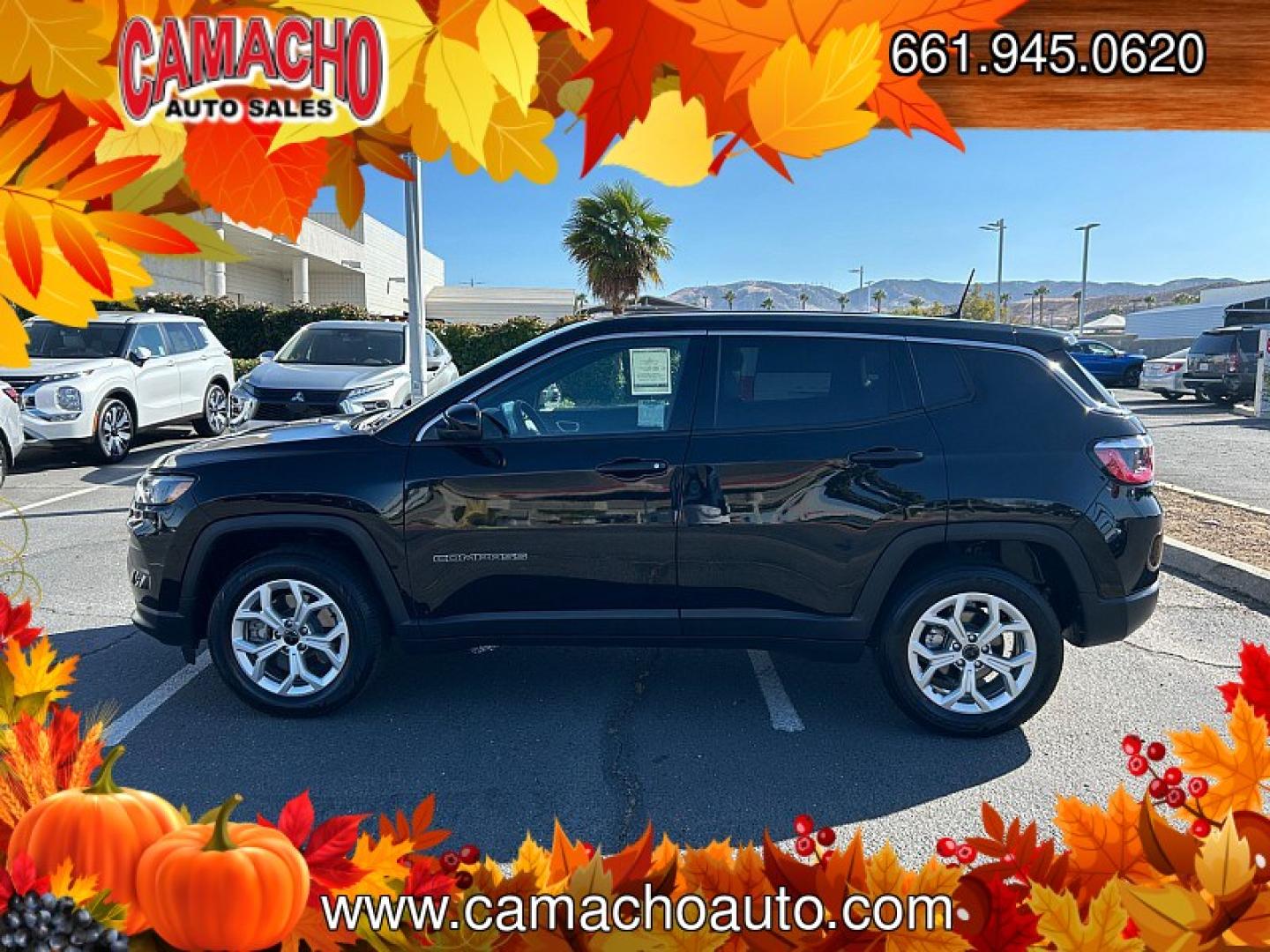 2025 BLACK /black Jeep Compass (3C4NJDAN9ST) with an 4-Cyl Turbo 2.0 Liter engine, Automatic 8-Spd transmission, located at 412 Auto Vista Drive, Palmdale, CA, 93551, (661) 945-0620, 34.592636, -118.136681 - Adventure-ready and packed with modern safety features, this 2025 Jeep Compass Sport 4x4 is ready for the road ahead!Finished in Diamond Black Crystal Pearl-Coat with a black cloth interior, this one-owner SUV features a turbocharged 2.0L 4-cylinder engine paired with an 8-speed automatic transmissi- Photo#2