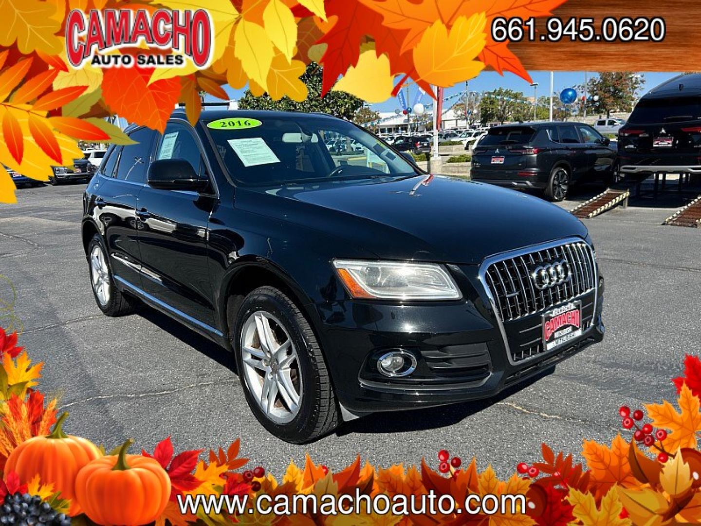 2016 BLACK Audi Q5 (WA1C2AFP2GA) with an 4-Cyl Turbo 2.0 Liter engine, Auto 8-Spd Tiptronic Spt transmission, located at 412 Auto Vista Drive, Palmdale, CA, 93551, (661) 945-0620, 34.592636, -118.136681- Photo#0